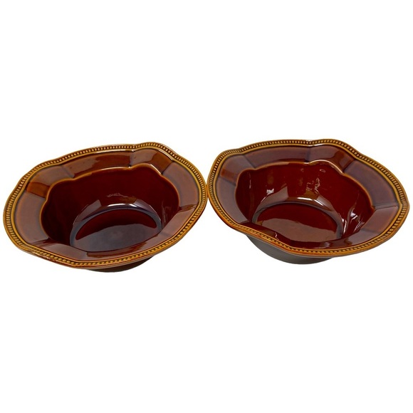 Oneida Emme | Chocolate | Stoneware | Plate and Bowl Set of Two | Vintage - Picture 3 of 8